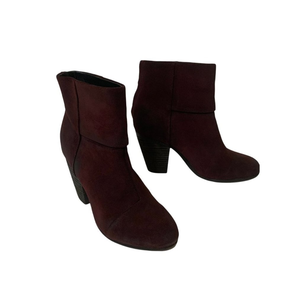 Rag & Bone Newbury Burgundy Suede Ankle Boots Women's EU Size 37